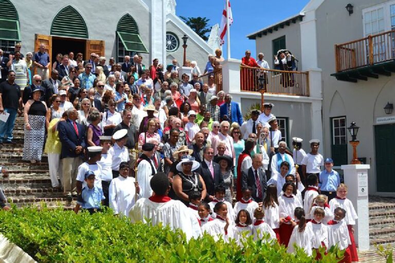 The Bermuda Sea Cadets unit assembled by a church.